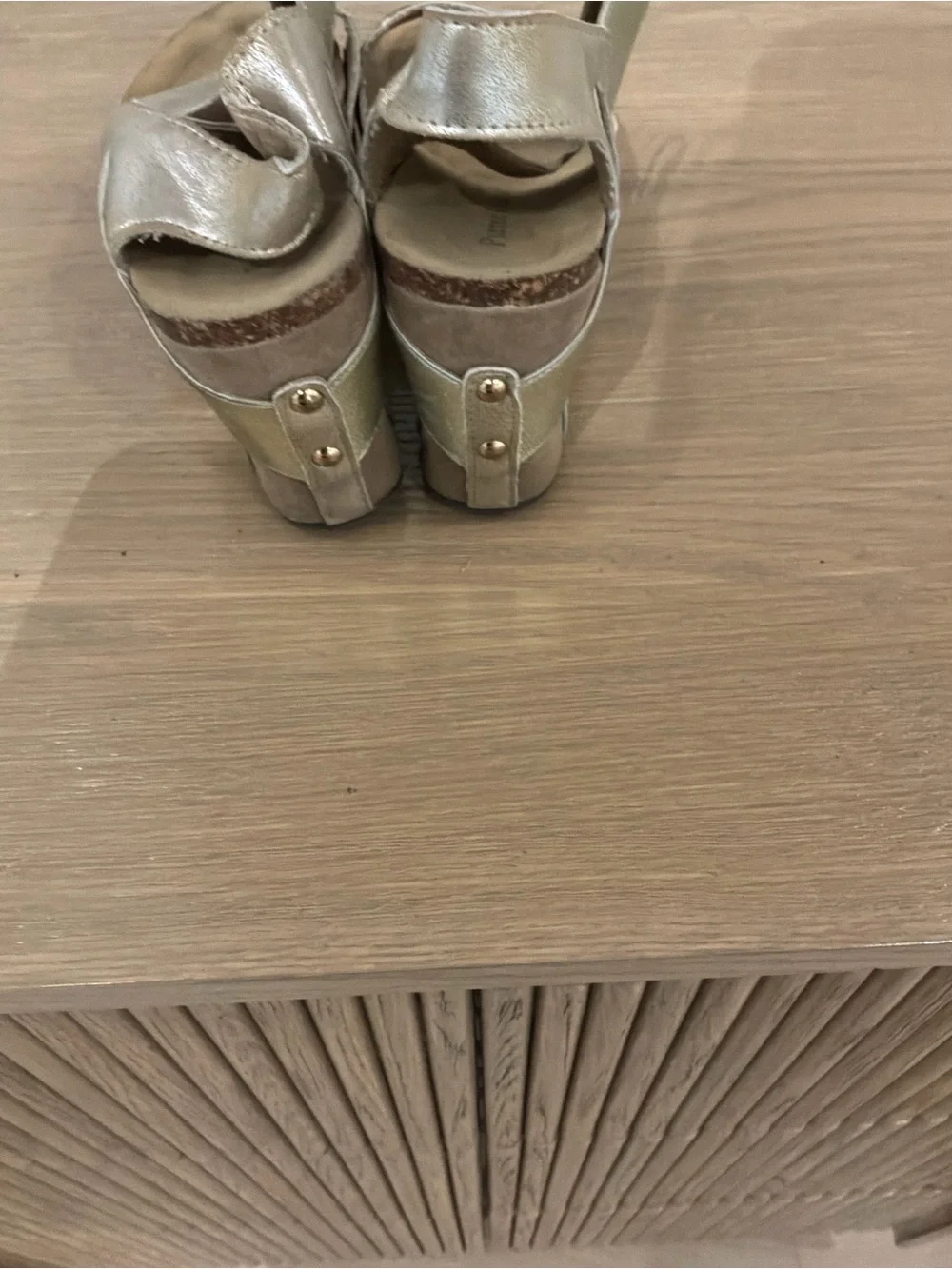 Pierre Dumas Metallic Gold Wedge Sandals